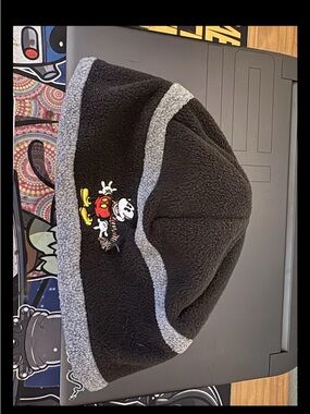 Disney Black Fleece Beanie with Mickey Patch